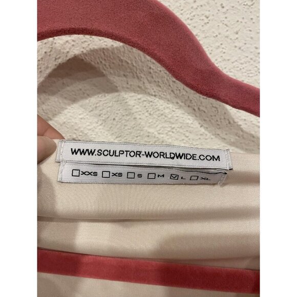 Sculptor Hooded Cardigan Womens Medium Beige Velvet Ruffle Long Sleeve Shirt - Picture 2 of 3